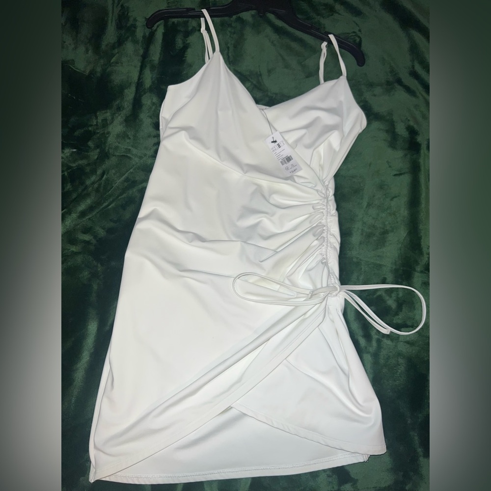 GARAGE BODY-CON CINCHED WRAP MINI DRESS